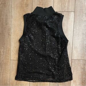 Black DKNY Sequin Sleeveless Top Medium